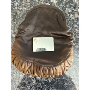 Lewis‎ Vintage Brown Satin Evening Clutch Bag Rhinestone Clasp Mirror  purse bag